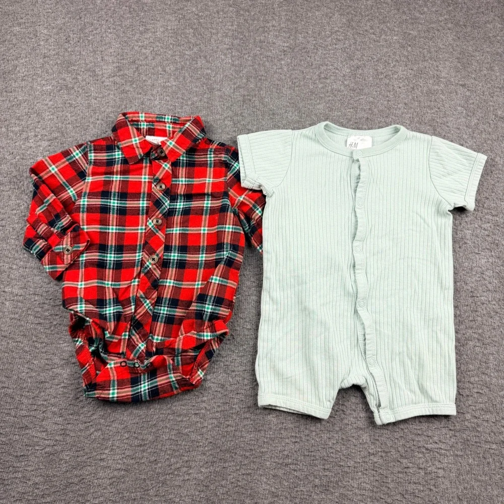 H&M Carters Baby Boy 6pc Bundle 0-3M Sleepers Bodysuit Romper Sweatshirt‎ Set